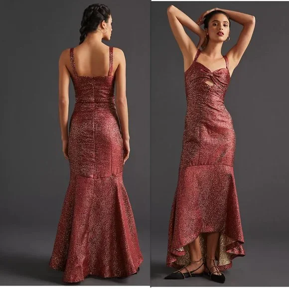 ML Monique Lhuillier Flounced Maxi Dress size 2p new with tag - Picture 1 of 9